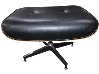 Black Leather Top Ottoman
