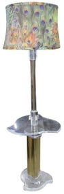 Bauer Lucite & Brass Floor Lamp With Table
