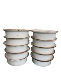 Dansk Designs "Brown Mist Soup Bowl" Set of Eight One with Chip