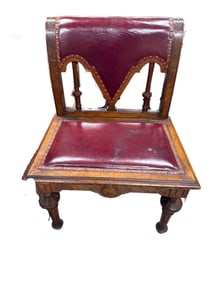 Red Leather Antique French Henri II chair