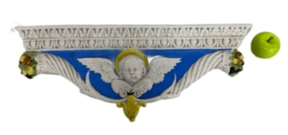 Superb Della Robbia Majolica Wall Shelf