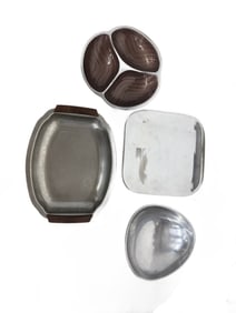 Assortment of Mid Century Aluminum Serving pieces