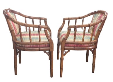 Mid Century Hollywood Regency Bamboo Chairs - A Pair