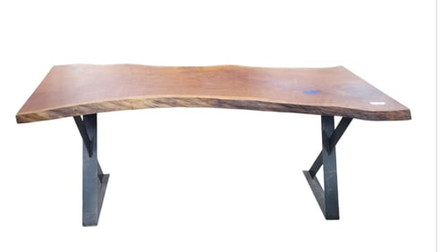 Live Edge Custom Table Blue Inlay