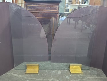 Modern Glass and Brass Fire Screen.