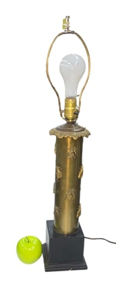 "Bee" lamp made from a vintage wallpaper roll (1 of 1)