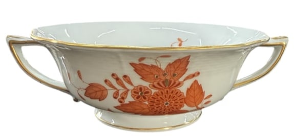 Herend 12 Chinese Bouquet Rust footed cream soup bowls. Apponyi Orange. (1 of 1)
