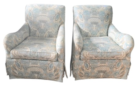 Ballard Designs Custom Fabric Swivel Chairs