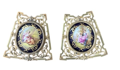 Pair of Hand Painted Gilt Wall Plaque