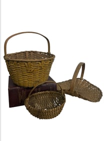 Americana Primitive Handmade Baskets ( lot of 3)