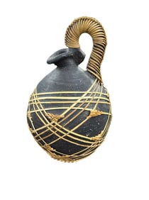 Vintage Black Clay Urn with Handle