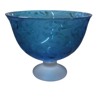 Michael Weems Turquoise Etched Footed Bowl