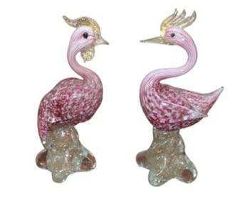 Murano Guinea Hen (Set Of Two) Mid Century Modern