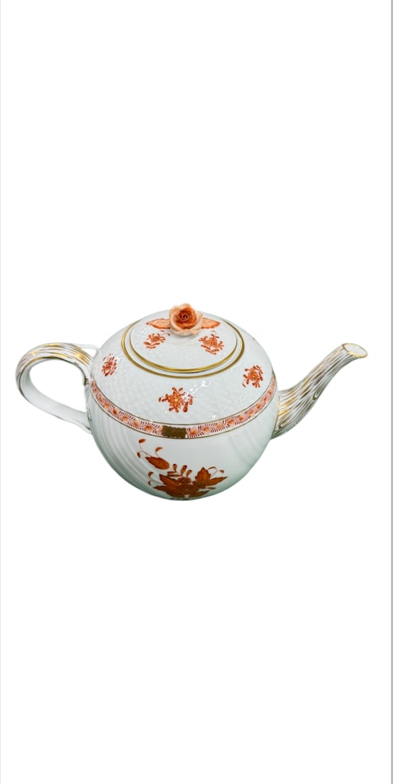 Herend Apponyi Orange Chinese Bouquet Teapot (1 of 2)