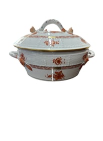 Herend Covered Dish, Chinese Bouquet Rust Casserole/Vegetable