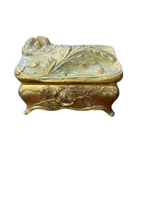 Vintage Art Nouveau jewelry casket by Benedict Manufacturing Co.