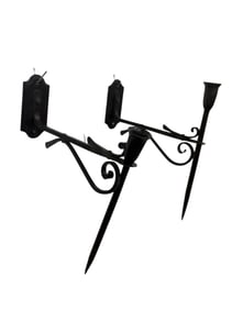 Pair of Primitive Forged Iron Candle Sconces