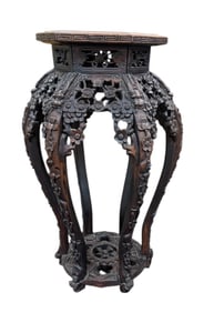 Chinese Marble Top Plant Stand