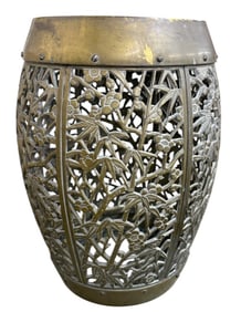 1980s Chinoiserie Brass Garden Stool