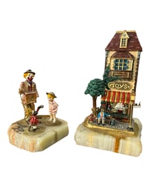 Ron Lee Sculptures "TOY STORE" and "Clown with Organ" (Lot of Two)