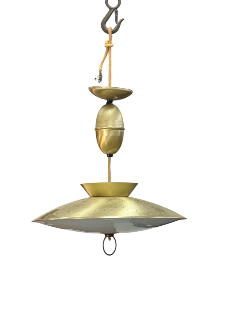 Mid-Century Modern pull-down brass pendant light "Atomic" or "Space Age" (1 of 1)