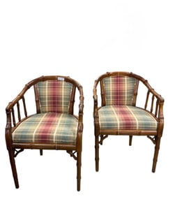 Mid Century Modern Hollywood Regency Bamboo Chairs (Pair)