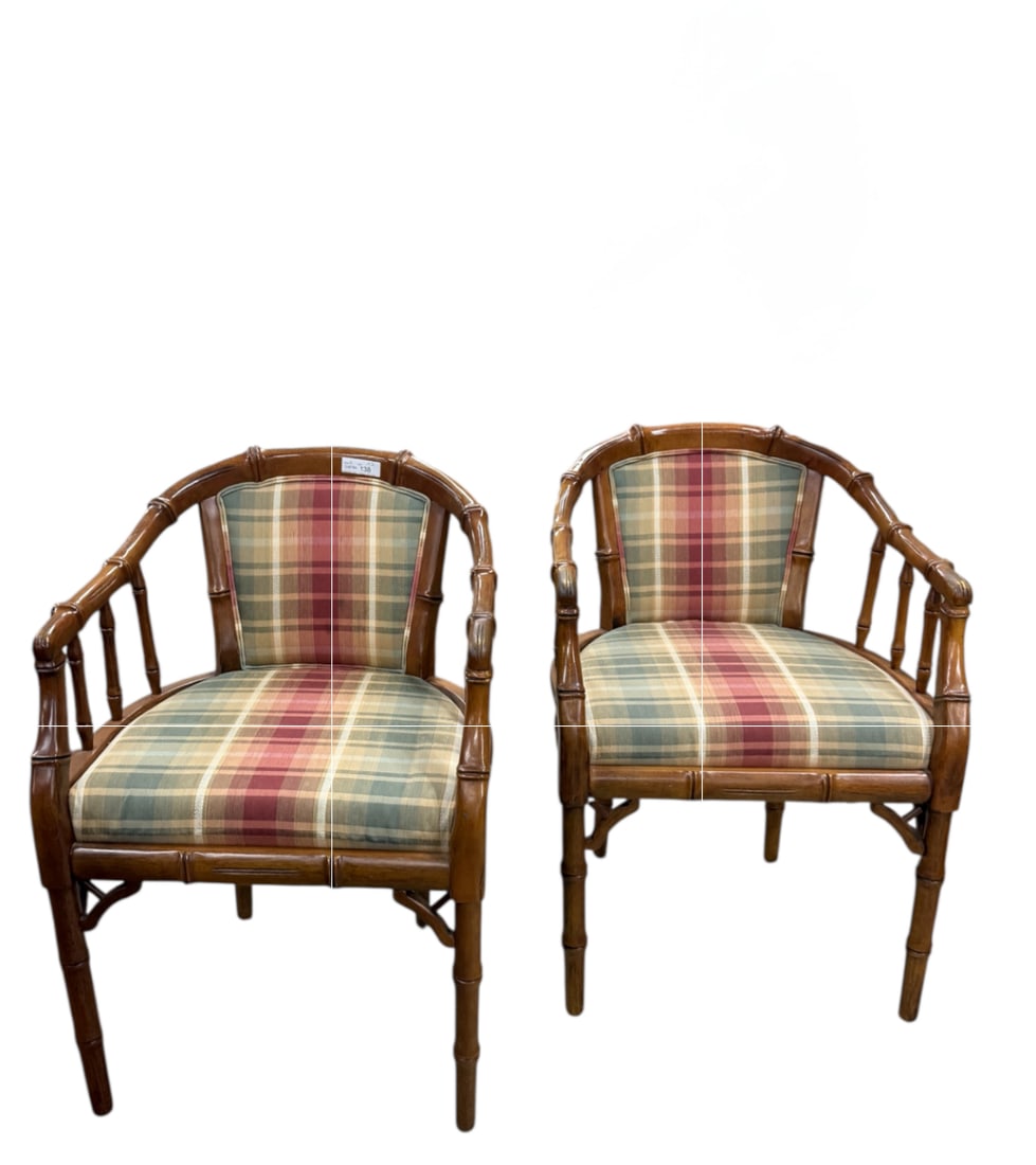 Mid Century Modern Hollywood Regency Bamboo Chairs (Pair) (1 of 2)