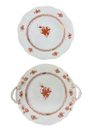 Herend (2 piece) "Apponyi Orange" (AOG). Dessert Plate & Round Chop Plate