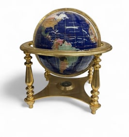 Blue Ocean Gemstone World Map Globe