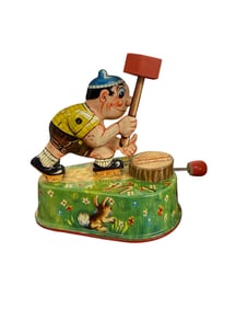Tin Liotho & Celluloid Wind up Dolls "Wood Chopper"
