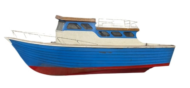 Wooden Model of a Cabin Cruiser, also known as a lobster boat or trawler