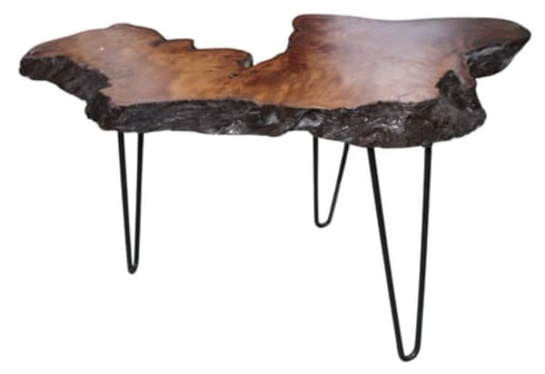 Live Edge Coffee Table: Live Edge Coffee Table. Measures 16 inches high by 30 inches wide by 16 inches deep.