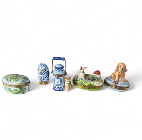 Hand-Painted Porcelain Trinket Boxes | Limoge Boxes (Lot of 5 minitures)