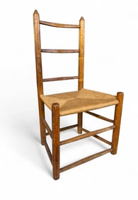 19th Century Woven Rope Ladder Back Chair