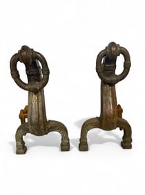 Antique Cast Iron Andirons (Pair) Firedogs