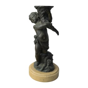 Cherub Iron Candlestick Holder