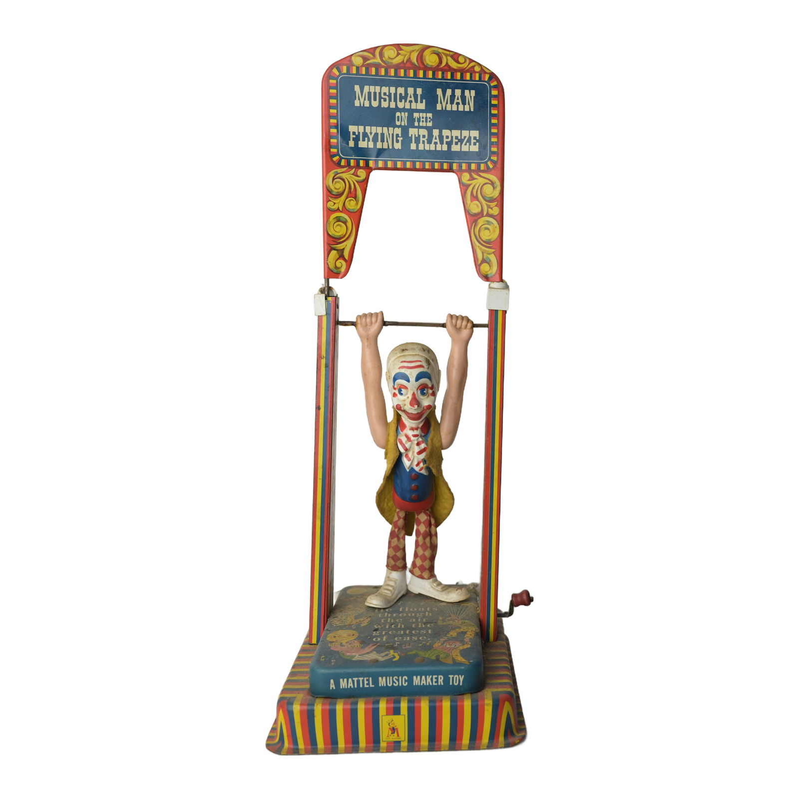 Vintage Mattel Tin Wind Up the Toy Musical Man: Measures 17"X x 7"D x 6"W.