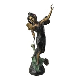 Bronze Fairy Statue with Dragonfly Wings