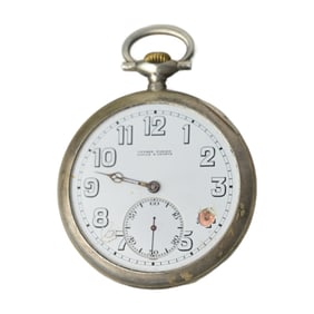 Silver Antique Pocket Watch Army Corp of Engineers