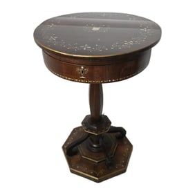 Small Wooden Antique Side Table Inlaid Wood