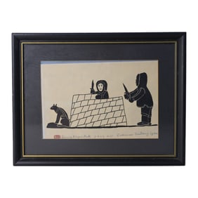 Eskimos Building Igloo Framed Print Henry Napartuk Intuit