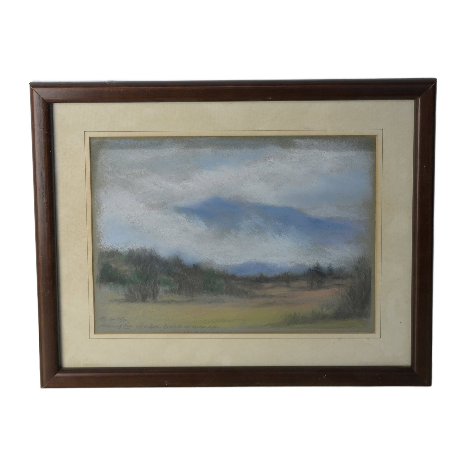 Framed Painting Morning Fog After Rain - Catskills at Norton Hill Signed Dated: Frame measures 16"W x 13"H. Opening measures 11.5"W x 8.75"H.