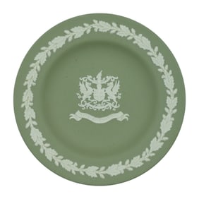 Wedgewood Jasper Sage Green Porcelain Round Sweet Dish City of London Crest Made in England