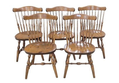Set of 5 Wood Signed Windsor Chairs S Bent & Brothers
