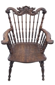 Antique Carved Oak Dragon Chair