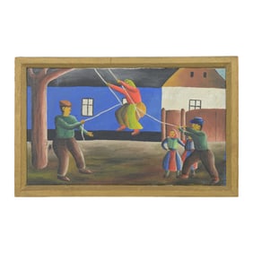 Signed Ivanovic Unknown Artist Native Art Children Playing Eastern Europe Russia