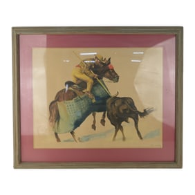 Galas Calendar Company Bullfighting Scene Lithograph