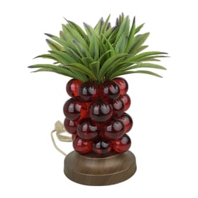 Vintage 1950s Lucite Grapes Light Tiki Pineapple Lamp Amber Red Mod Decor