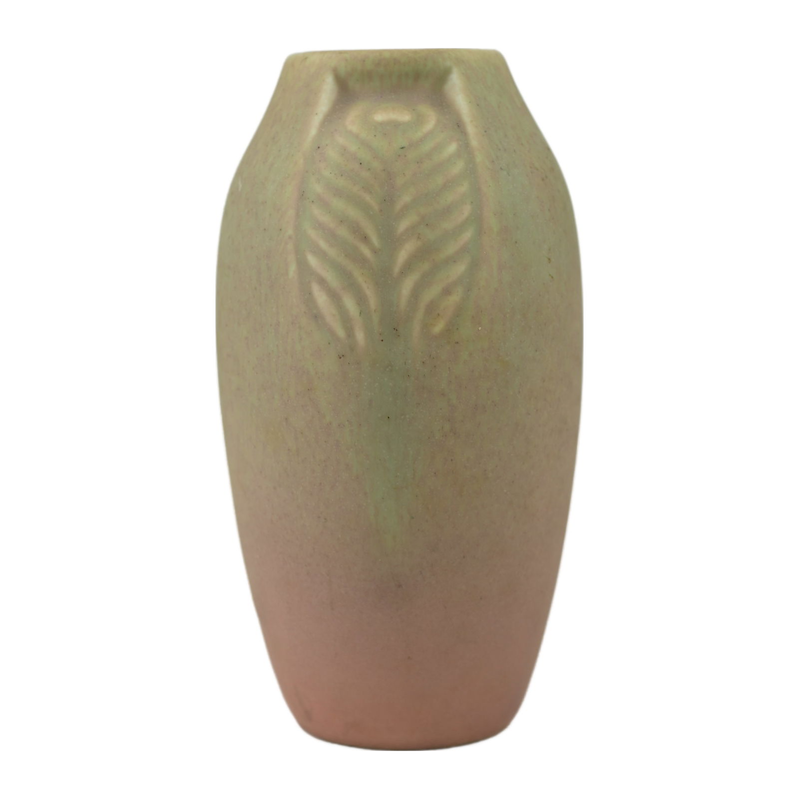 Rockwood Pottery Matte Peacock Fetaher Vase: Ceramic Vase Height 6" Diameter 3"