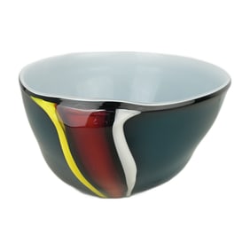 Decorative Japanese Hand Blown Signed Art Glass Bowl by Fujimori
